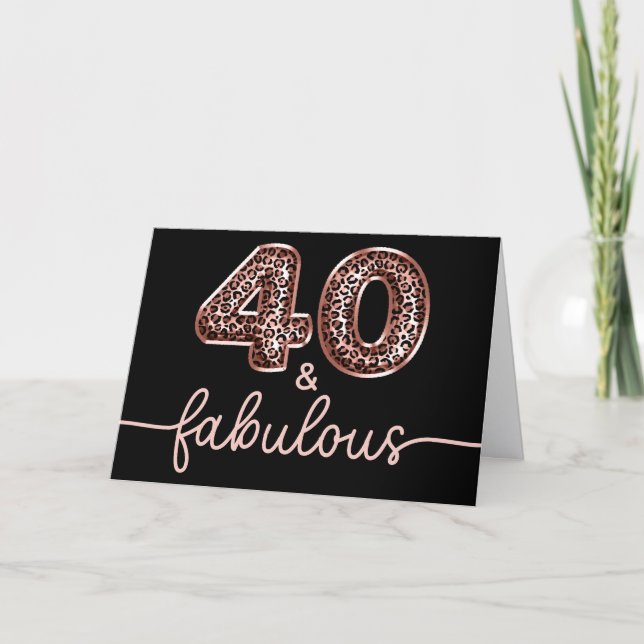 Rose Gold Leopard Ballong Nummer 40 och Fantastisk Kort (Framsida)