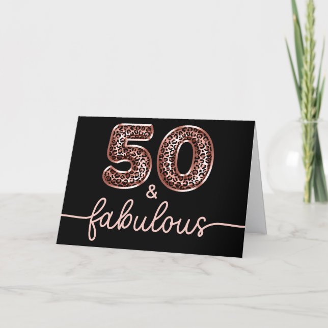 Rose Gold Leopard Glam Svart 50 och fantastisk Kort (Framsida)