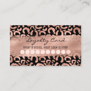 Rose Gold Leopard Penseldrag Folie Lojalitet Visitkort