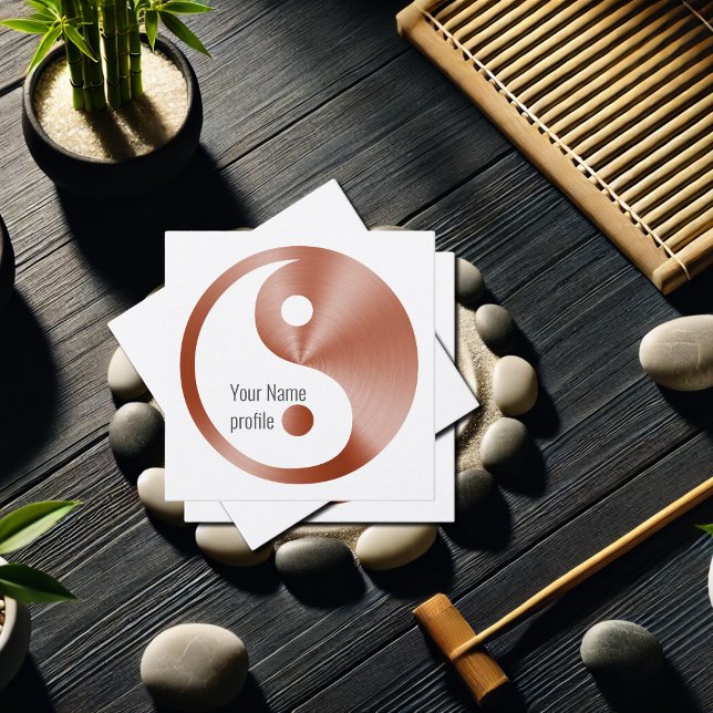 Rose gold look yin yang fyrkantigt visitkort (Skapare uppladdad)