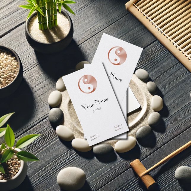 Rose gold look yin yang -vertikal visitkort (Skapare uppladdad)