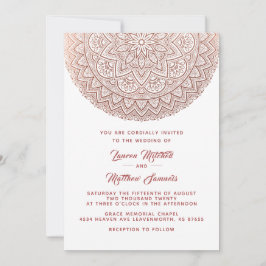 Rose Gold Mandala Bröllopsinbjudan Inbjudningar