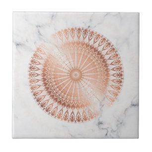 Rose Gold Mandala Grå Marmor Kakelplatta