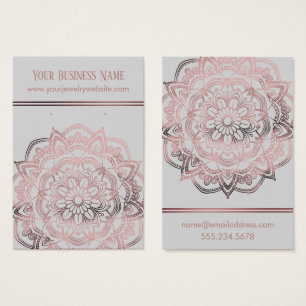 Rose Gold Mandala Light Gray Earring Display Cards Visitkort