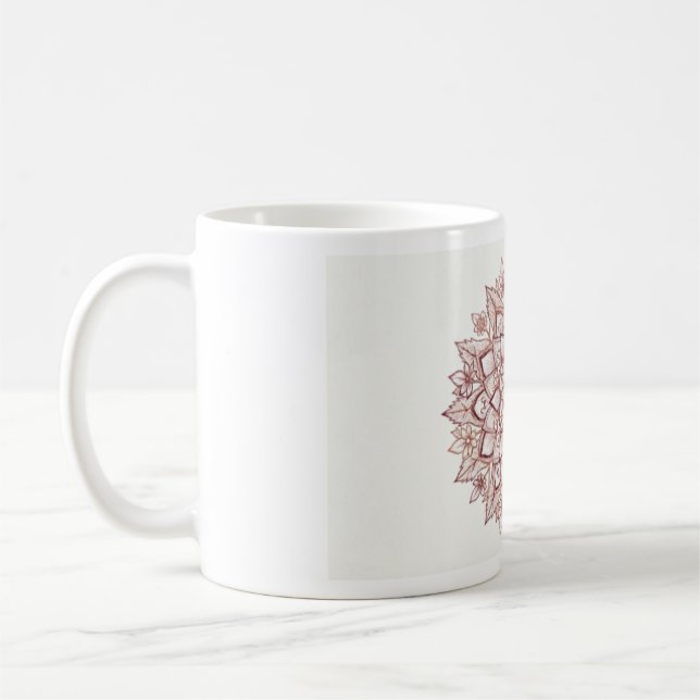 Rose Gold Mandala Mugg | Bohemsk Blommig Mönster | (Vänster)
