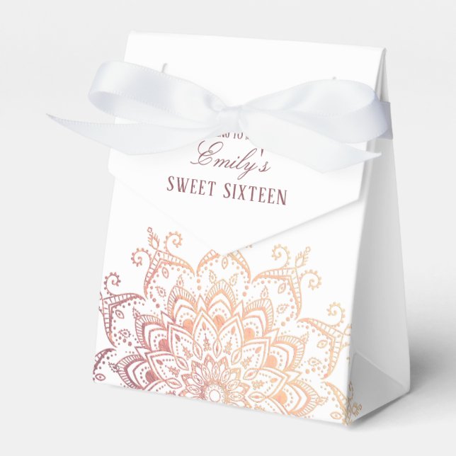 Rose Gold Mandala Sweet 16-fest Presentaskar (Framsidan Sidan)