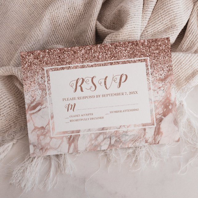Rose Gold Marble Falskt Glittermanus OSA Kort (Skapare uppladdad)
