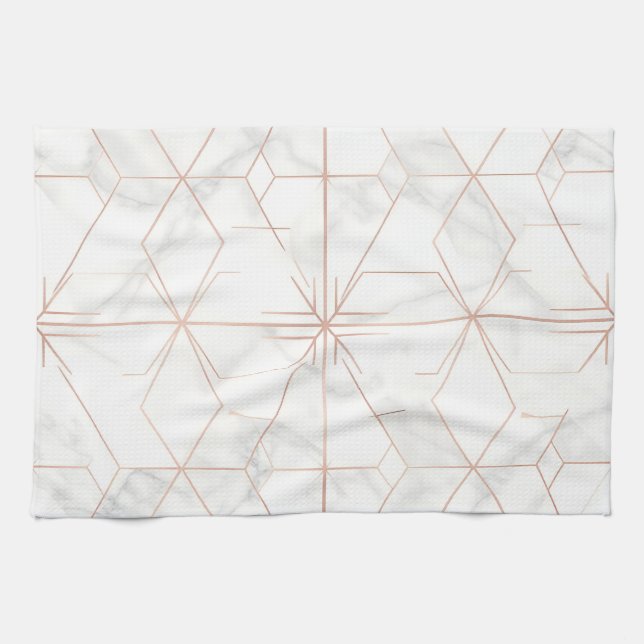 Rose Gold Marble Geometric Pattern Kökshandduk (Horisontell)