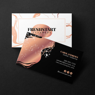 Rose Gold Marble Hemstädning Städtjänst Visitkort