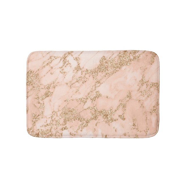 Rose Gold Marmor Glitter Badmatta Badrumsmatta (Framsidan)