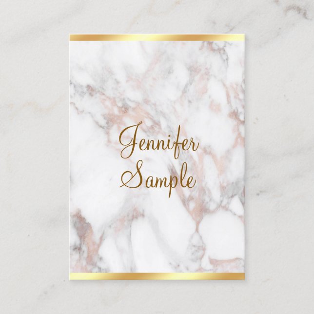 Rose Gold Marmor Handskriven Skriptmall Visitkort (Framsida)