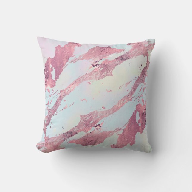 Rose Gold Marmor Pastell Mönster Kudde (Framsida)