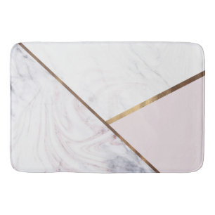 Rose Gold Marmor Virvel & Blush Rosa Brons Glam Badrumsmatta