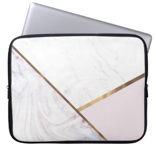 Rose Gold Marmor Virvel & Blush Rosa Brons Glam Laptop Sleeve