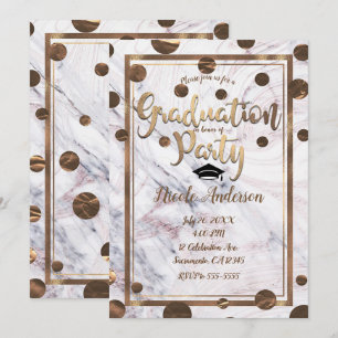 Rose Gold Marmor Virvel Brons Koppar Examen Inbjudningar