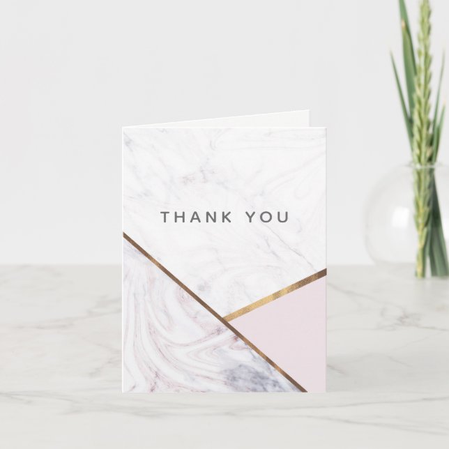 Rose Gold Marmor Virvel Rosabrons Tack Kort (Framsida)