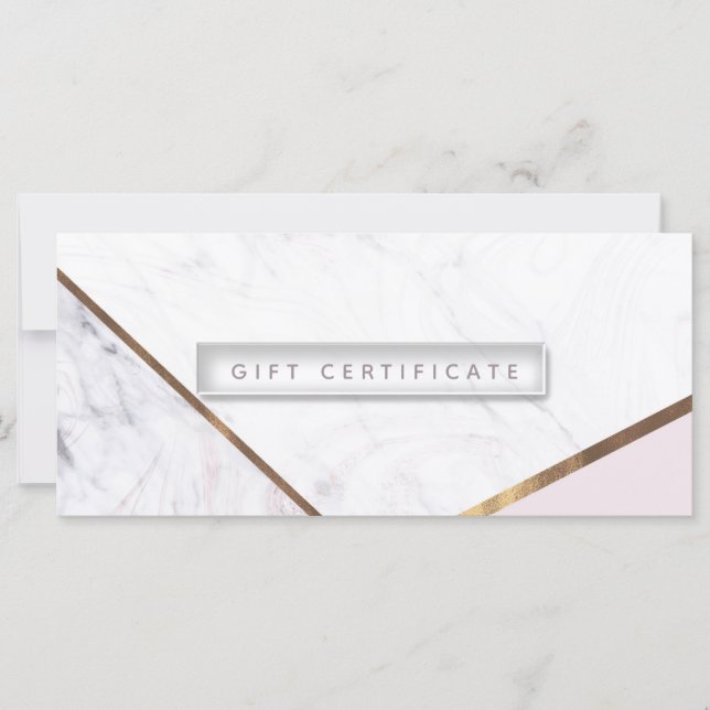 Rose Gold Marmorvirvel & Blush Presentkort (Framsida)