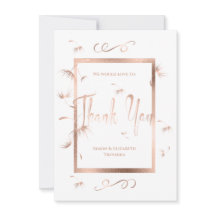 Rose Gold Maskrosfluff Bröllop Tack Kort