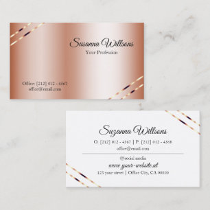 Rose Gold med glänsande linjer Klassiskt och Elega Visitkort
