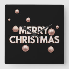 Rose Gold Merry Christmas - Holiday Design Fyrkantig Klocka