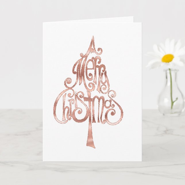 Rose Gold Merry Christmas Tree Kort (Liten växt)