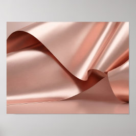Rose Gold Metallisk Abstrakt Veckade Vågor Poster