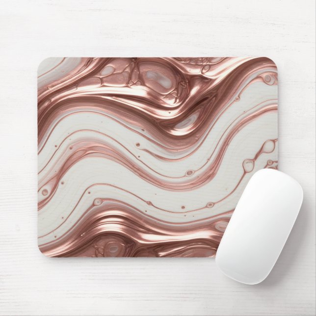 Rose Gold Metallisk Flytande Marmor Musmatta (Med mus)
