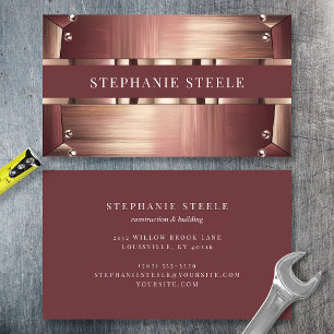 Rose Gold Metallisk Industriell Visitkort