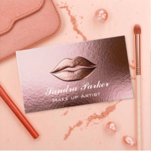 Rose Gold Metalliska Läpp Makeup Artist Visitkort