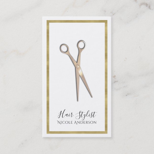 Rose Gold Minimal Guld Kant Frisörskapare Visitkort (Framsida)