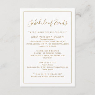 Rose Gold Minimalistisk Bröllopsschema Kort