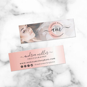 Rose Gold Minimalistisk Målad Svängande Anpassad L Mini Visitkort