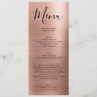 Rose Gold Minimalistisk Typografi Bröllopsmeny Men Meny