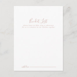Rose Gold Minimalistiska Bröllops Bucket List-kort Vykort