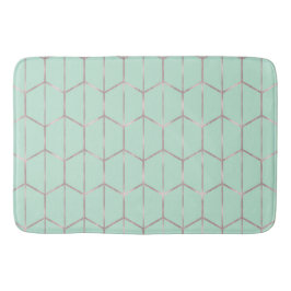 Rose Gold & Mint Chic Sexkantig Geometrisk Glamour Badrumsmatta