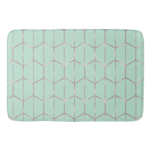 Rose Gold & Mint Chic Sexkantig Geometrisk Glamour Badrumsmatta
