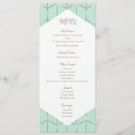 Rose Gold Mintgrön Chic Geometrisk Bröllopsmeny Meny