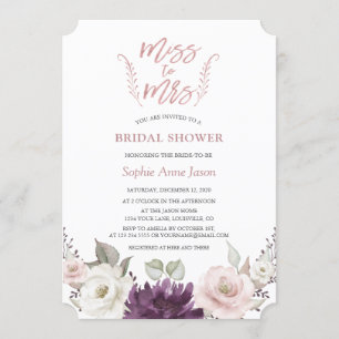 Rose Gold Miss Till Mrs Bröllopsfest Bachelorette Inbjudningar