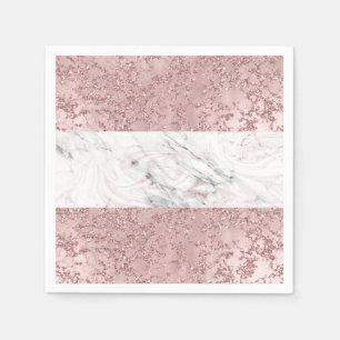 Rose Gold Modern Glam Marmor & Glitter Dekorativ Pappersservett
