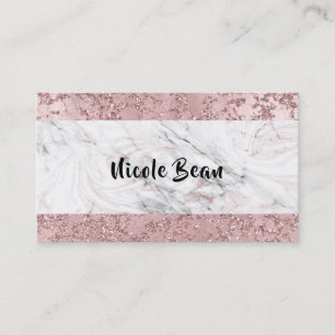 Rose Gold Modern Glam Marmor & Glitter Glamour Visitkort