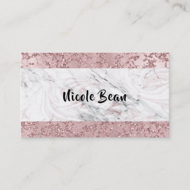 Rose Gold Modern Glam Marmor & Glitter Glamour Visitkort (Framsida)