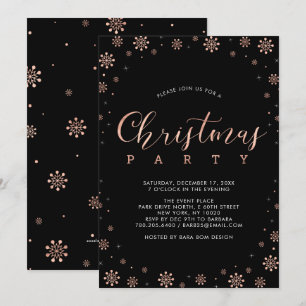 Rose Gold Moderna Snöflingor Julfest Inbjudningar