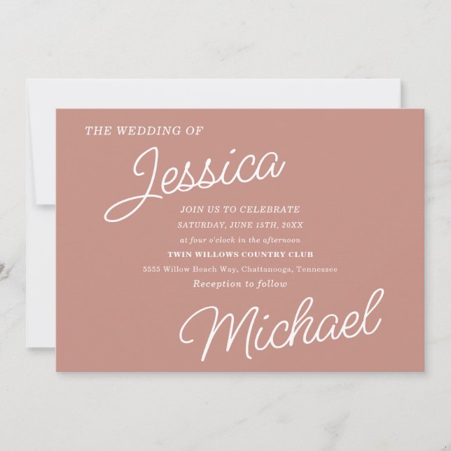 Rose Gold Modernt manus minimalistisk stilren  Inbjudningar (Framsida)