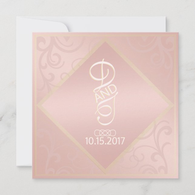 Rose Gold Mönster Inbjudan (Framsida)