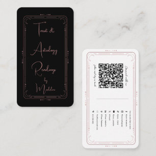 Rose Gold Mystical Tarot Läsare Social Media QR Visitkort