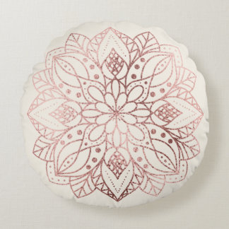 Rose Gold Natur Mandala Rund Kudde