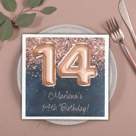 Rose Gold Navy Blue 14-årsfest Pappersservett