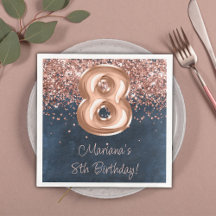 Rose Gold Navy Blue 8-års födelsedagsfest