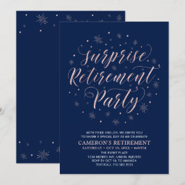 Rose gold & Navy Blue | Överraskningsfest för pens Inbjudningar