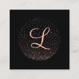 Rose Gold & Navy | Chic Minimalistisk Cirkelmonogr Fyrkantigt Visitkort